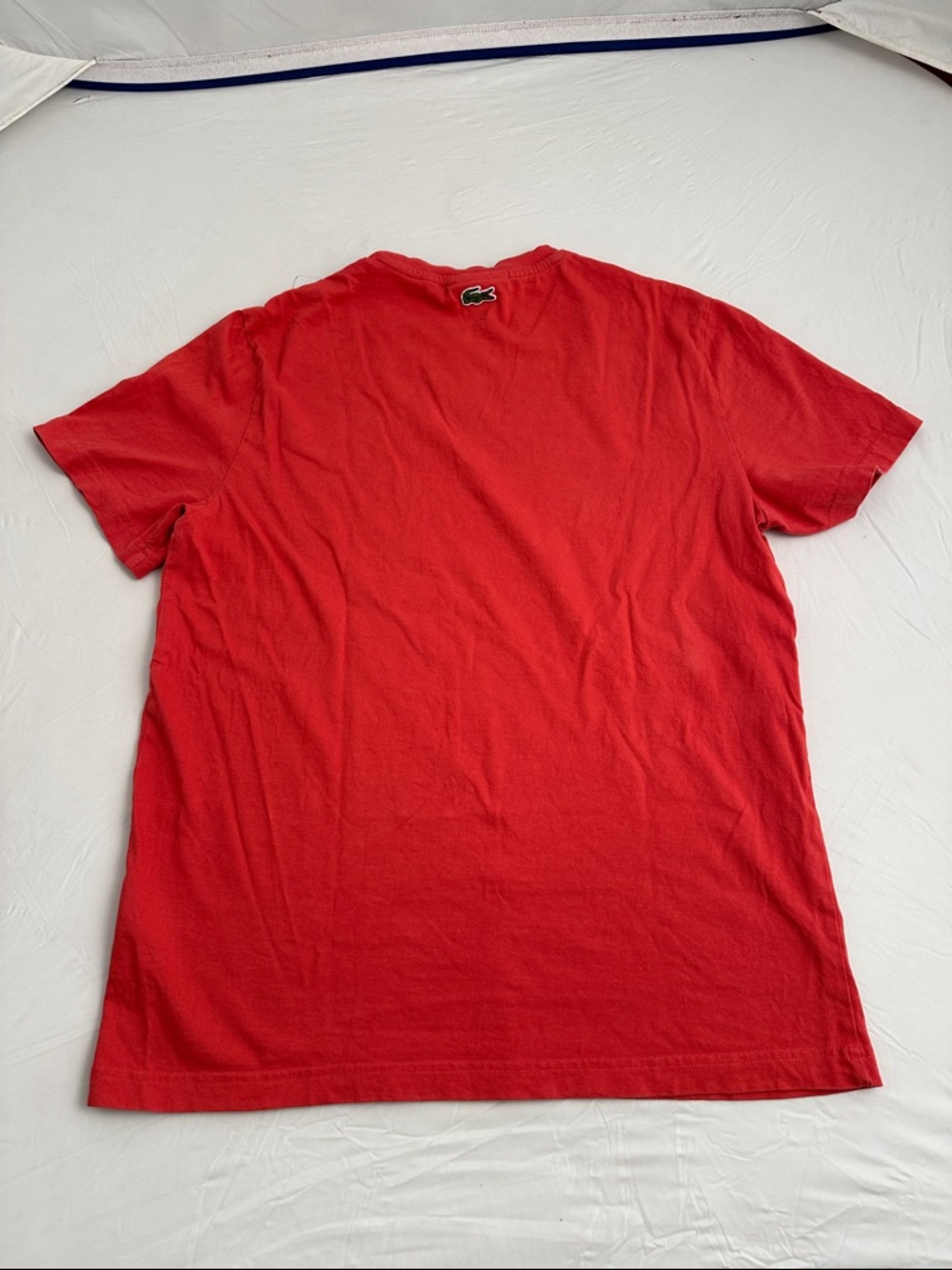 Lacoste red orange crackled big alligator spell out logo short sleeve t-shirt - Picture 3 of 11
